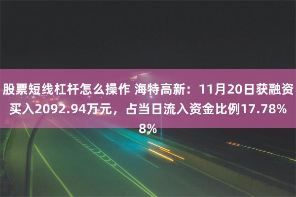 股票短线杠杆怎么操作 海特高新：11月20日获融资买入209