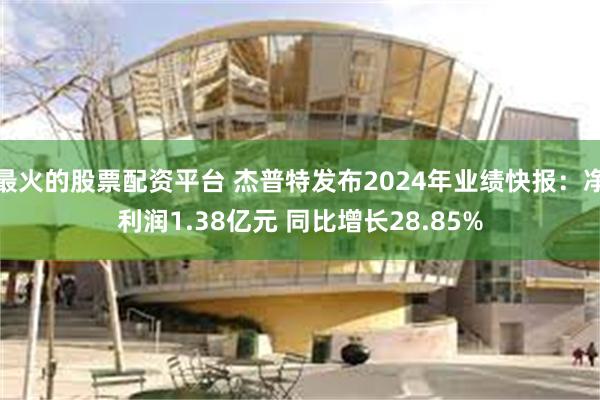 最火的股票配资平台 杰普特发布2024年业绩快报：净利润1.